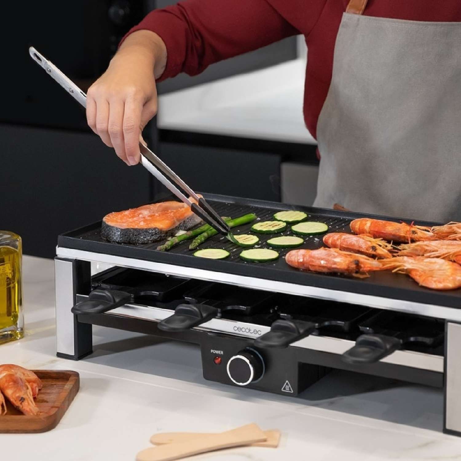Cecotec, Cheese&Grill 12000 Inox Black, Raclette Inox - Imagen 4