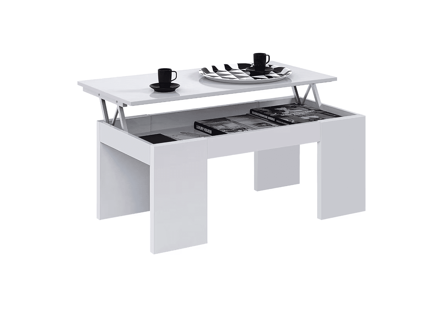 ACTIVE Mesa centro elevable BLANCO BRILLO