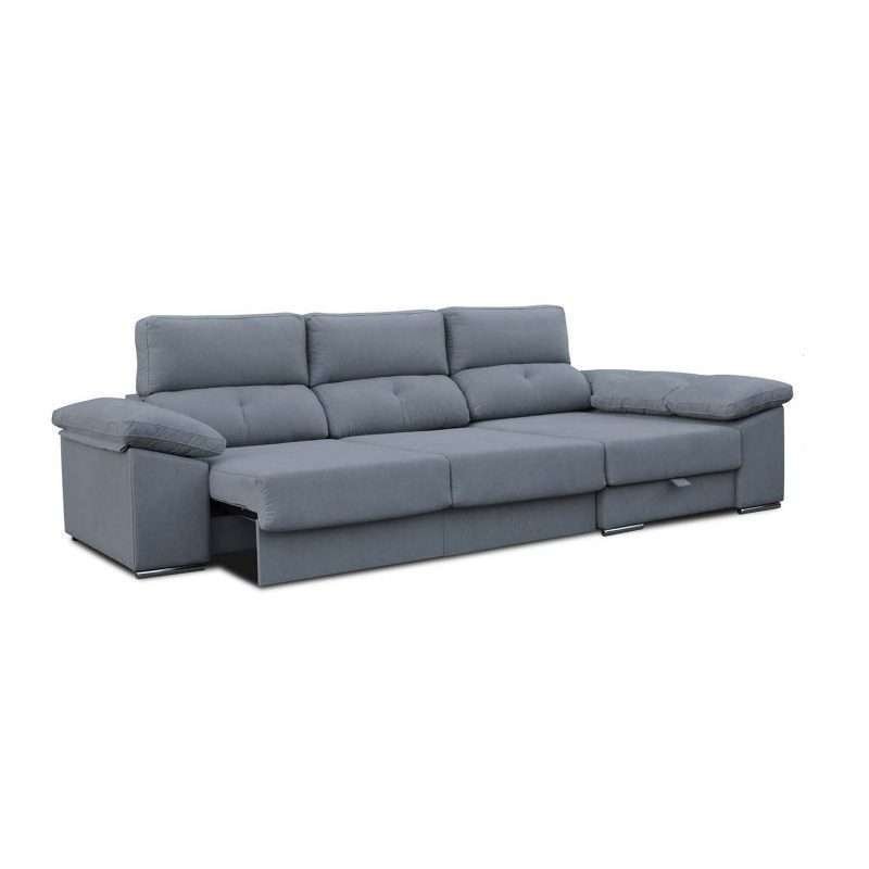 Sofá Chaise longue Golf, Respaldos reclinables, Arcón, varios colores, 300cm Ancho