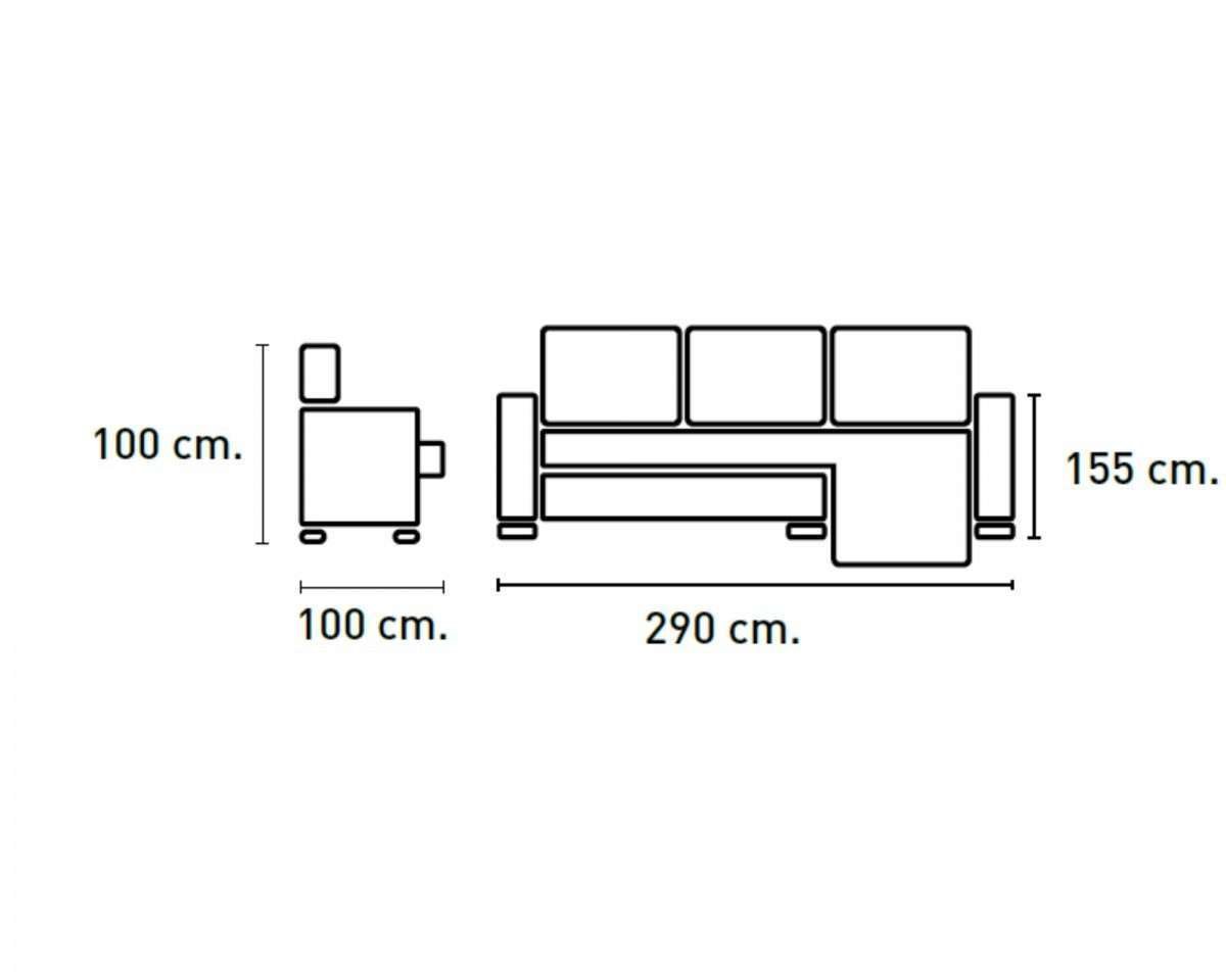 Sofá Chaise longue Robert, Respaldos reclinables, habatible, varios colores, 290cm Ancho - Imagen 5