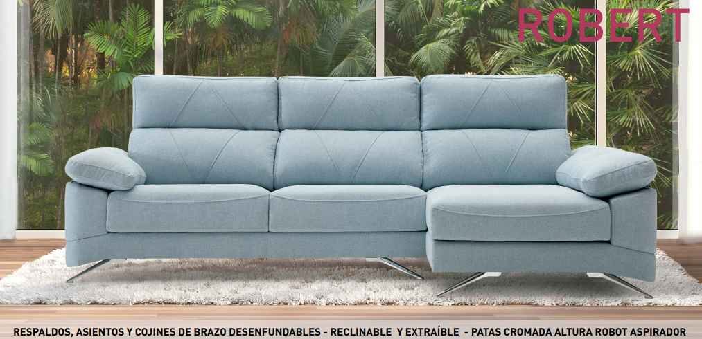 Sofá Chaise longue Robert, Respaldos reclinables, habatible, varios colores, 290cm Ancho - Imagen 3