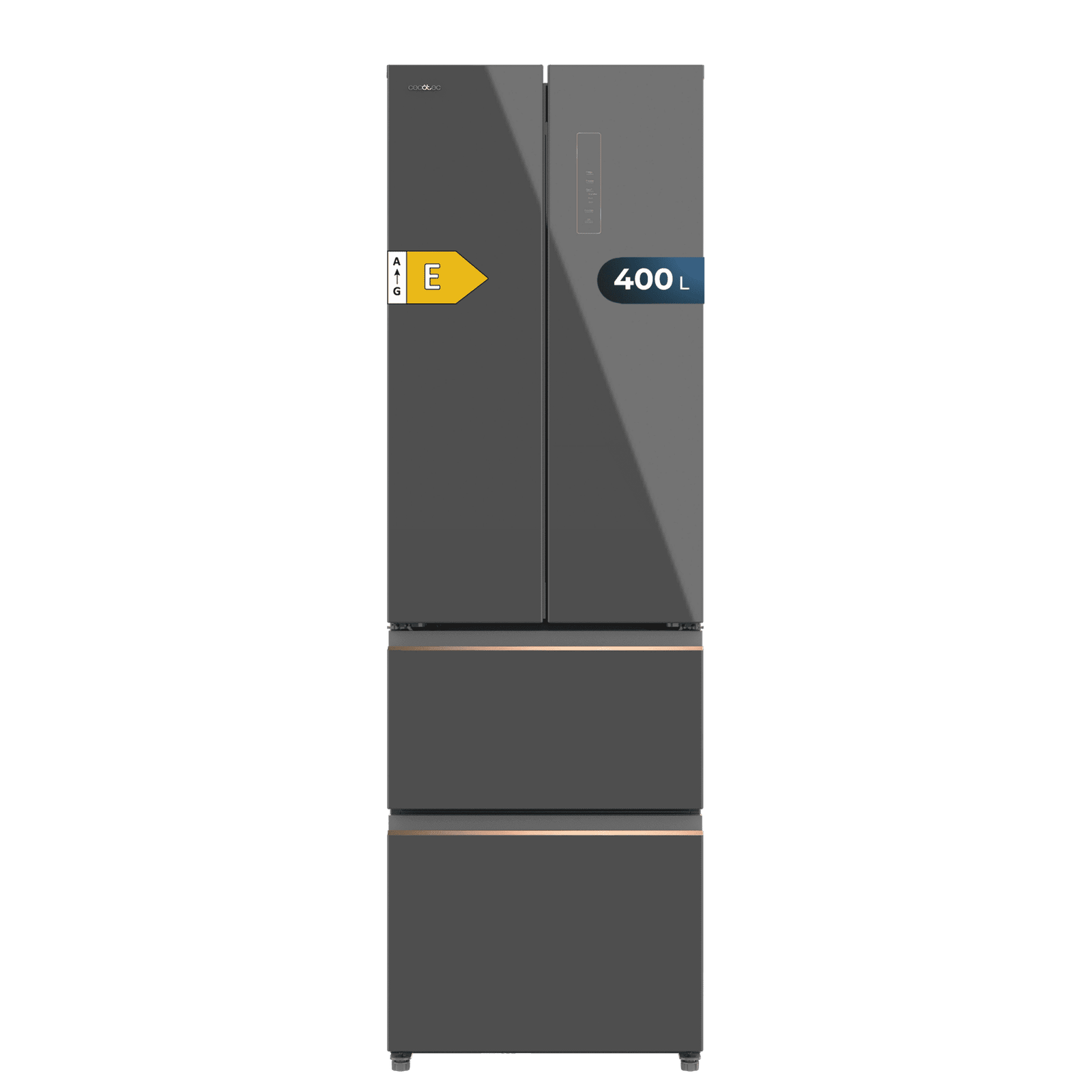 Frigorífico Bolero CoolMarket Combi F2D 400 Grey Glass E, CECOTEC