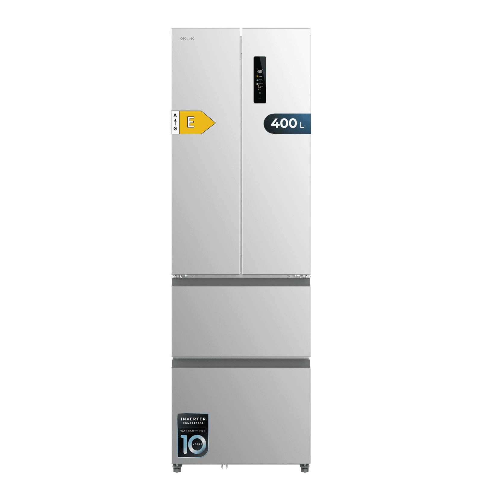 Frigorífico Bolero CoolMarket Combi F2D 400 Inox E, CECOTEC