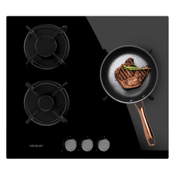 Placa de gas Bolero Squad G 3200S Glass Black,CECOTEC