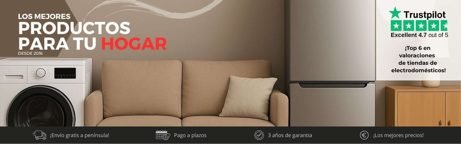 Banner gran electrodoméstico con envío gratis y garantía