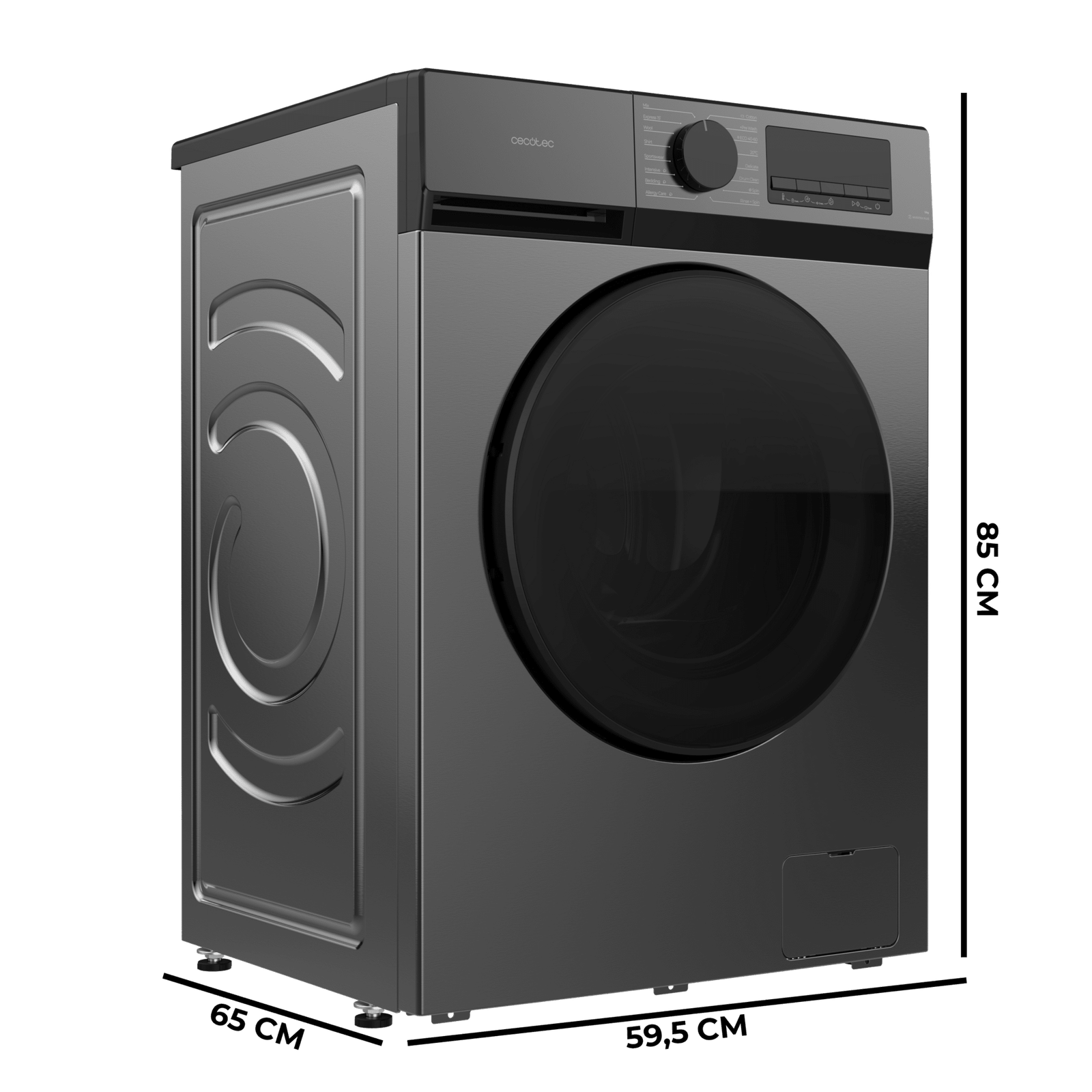Lavadora Bolero DressCode 12450 Inverter Steel 59,5x 64,5 x 85 cm, CECOTEC - Imagen 3