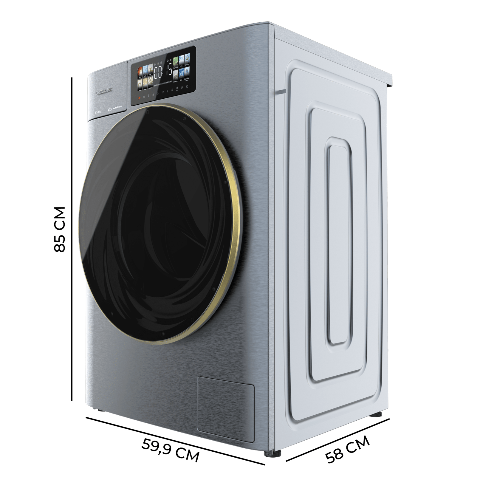 Lavadora Bolero DressCode 12950 Autodose Direct Drive 3D Titanium 60x57,7x84,7 cm, CECOTEC - Imagen 3
