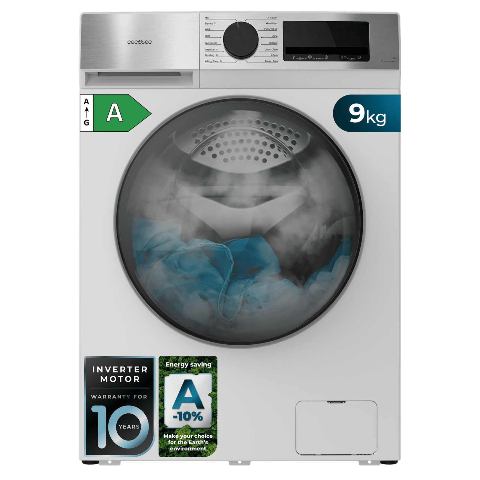 Lavadora Bolero DressCode 9450 Inverter 60x56x85 cm, CECOTEC