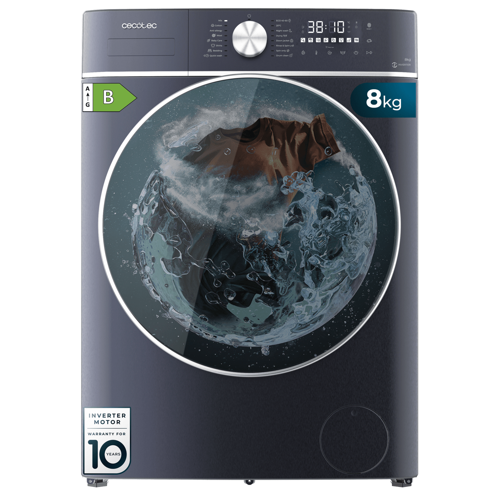 Lavadora secadora Bolero Wash&Dry 8580 Inverter Titanium 60x52x85 cm, CECOTEC